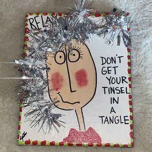 Deb Peters Canvas Painting “Relax! Don’t Get  Your Tinsel in a Tangle”